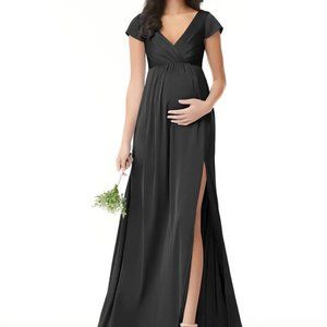 Maternity Azazie Allessia Stretch Satin Dress black A10